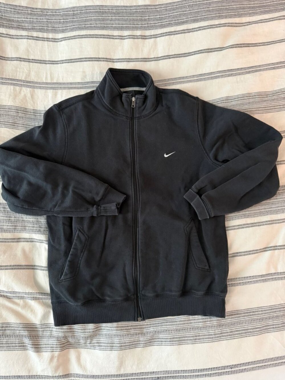 Nike Black Full Zip Fleece Track Jacket Sweatshirt Men's L
